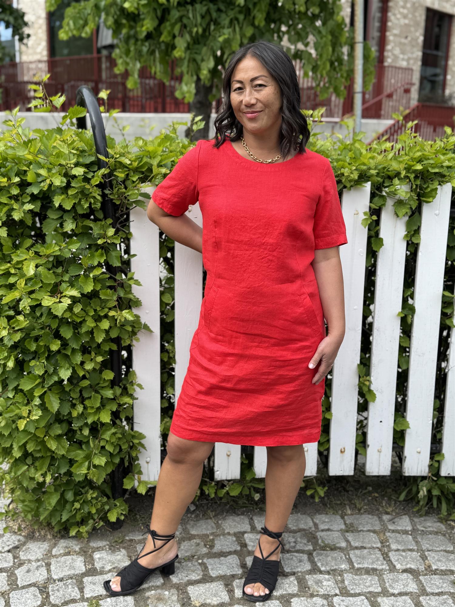 Miami linen dress Red