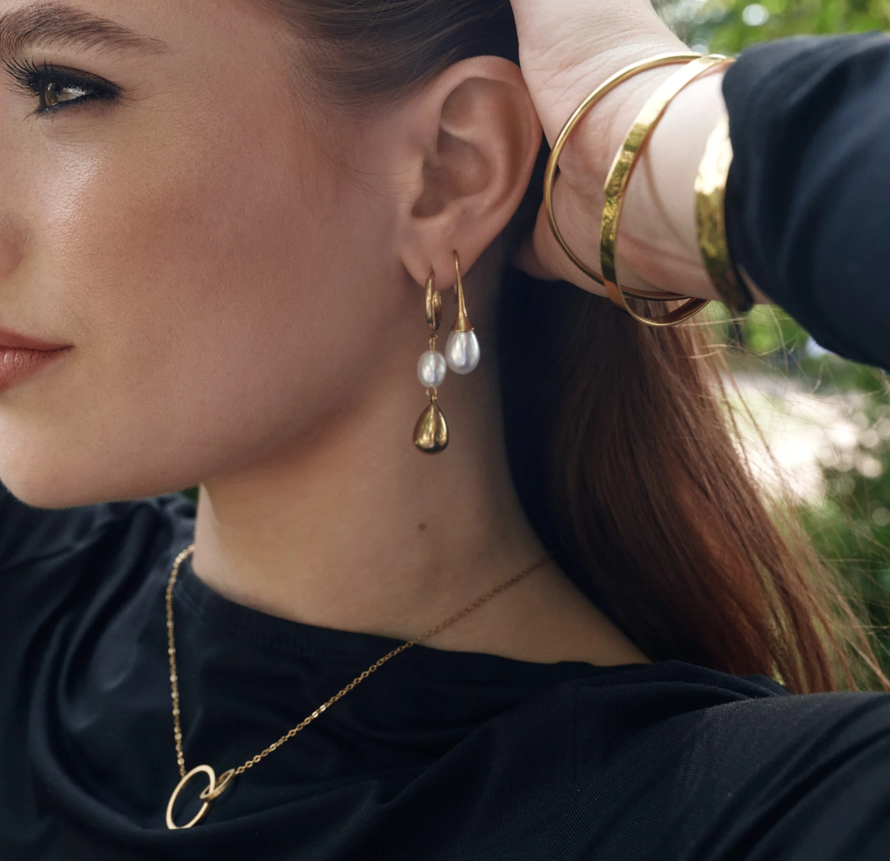 Janni Pearl Earrings Stainless Steel Gold