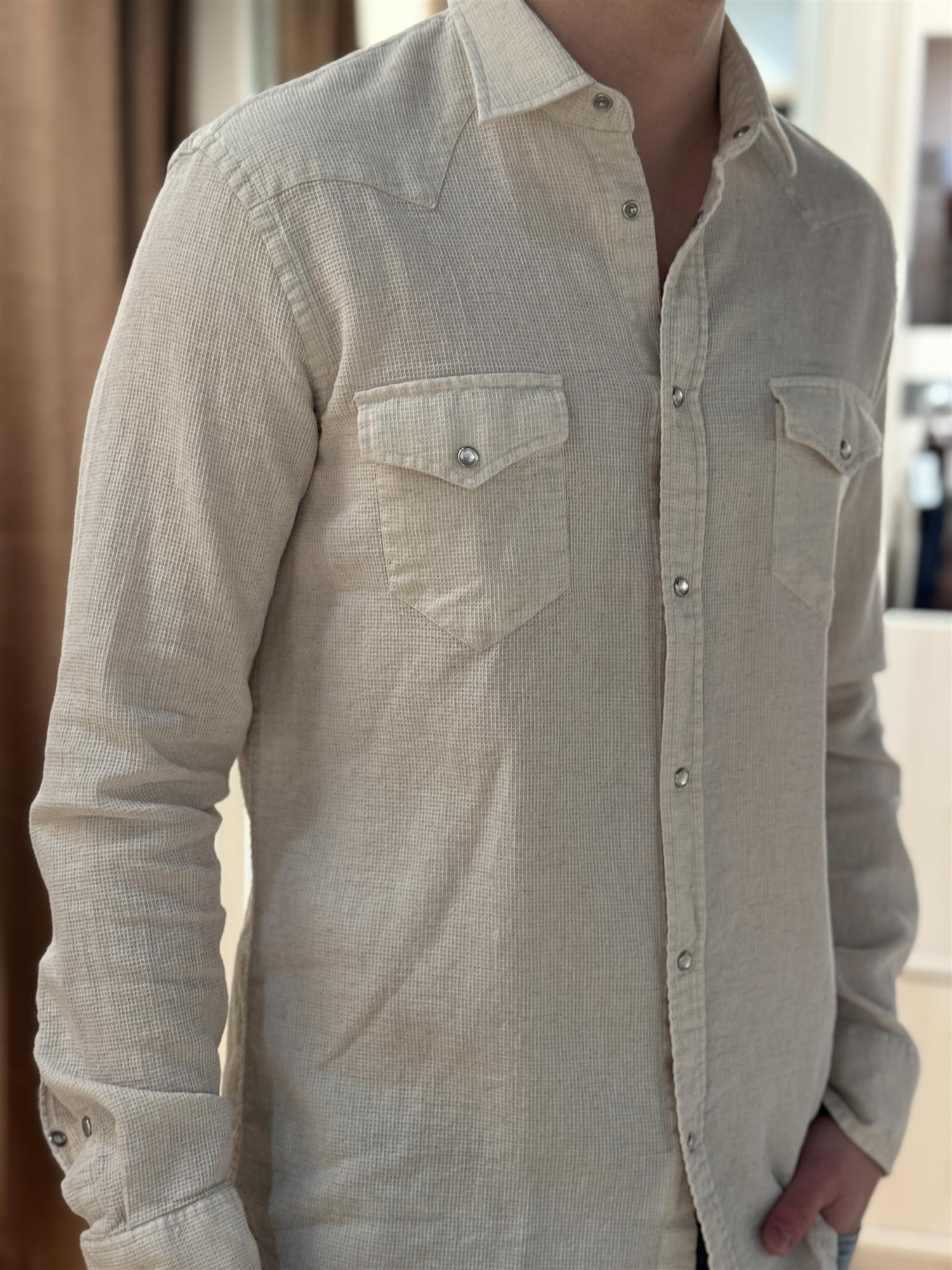 Sand Denim Structured Shirt