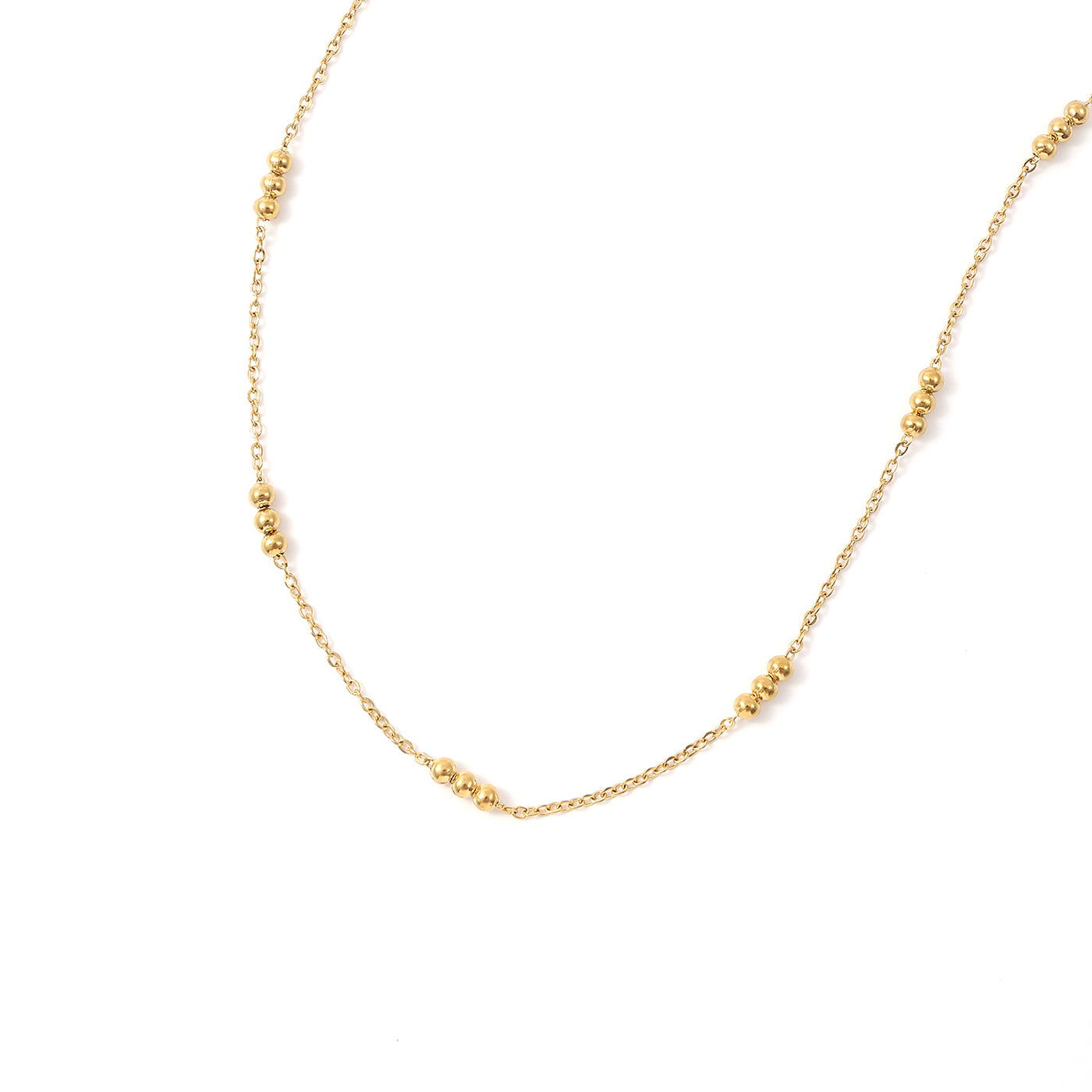 ANICA-BEADEDE CHAIN NECKLACE STAINLESS STEEL-GOLD