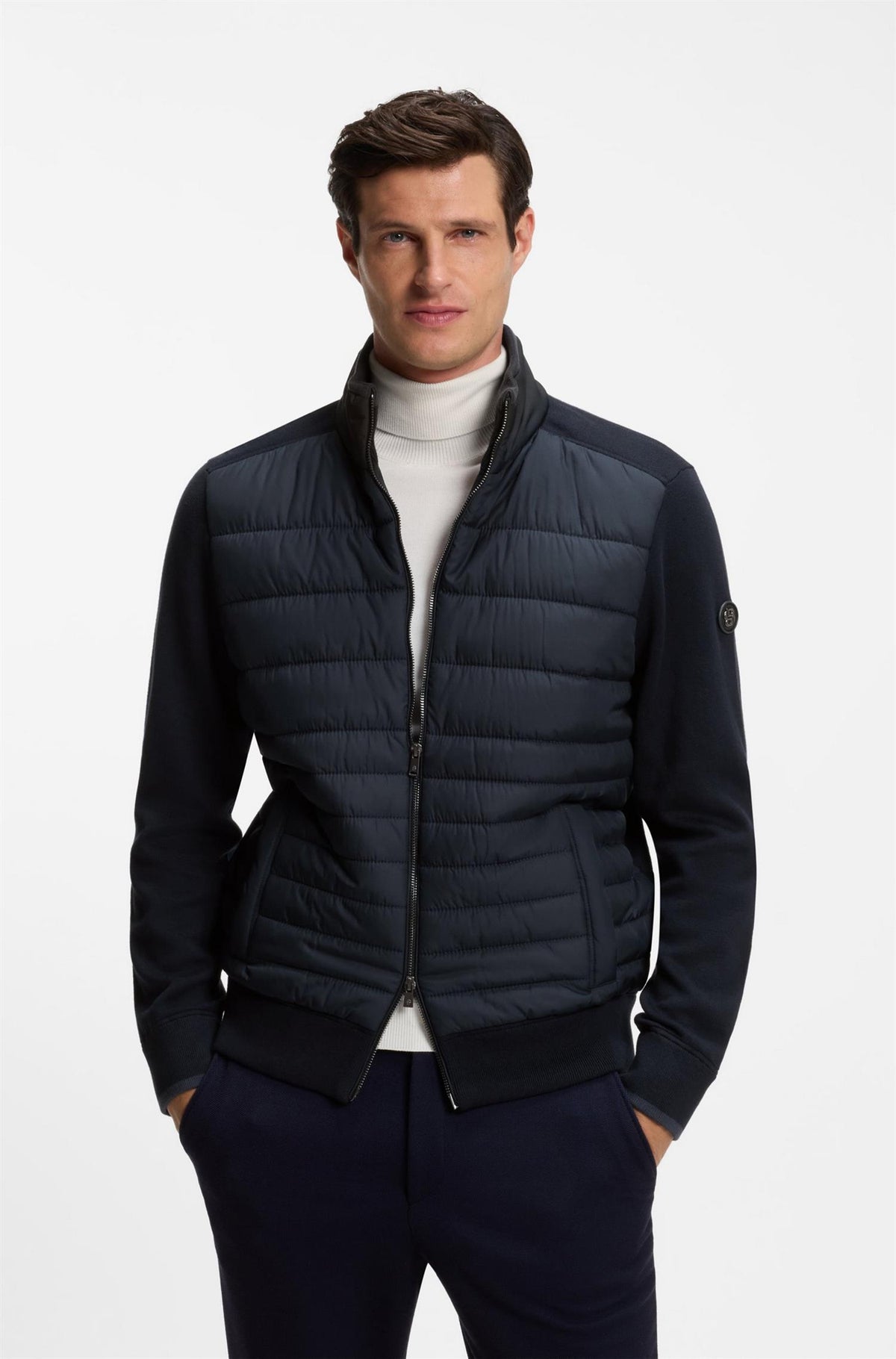 H-Facente Zip Up Jacket With Padded Front Dark Blue