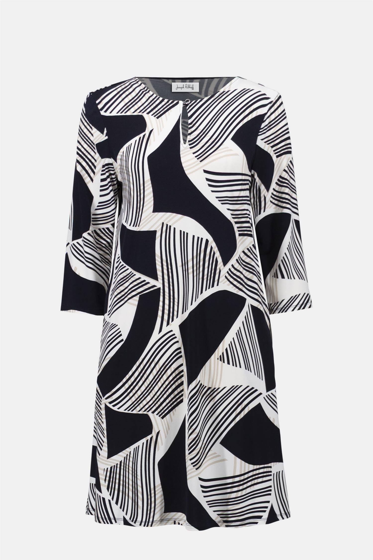 Silky Knit Geometric Print Dress Vanilla/Multi