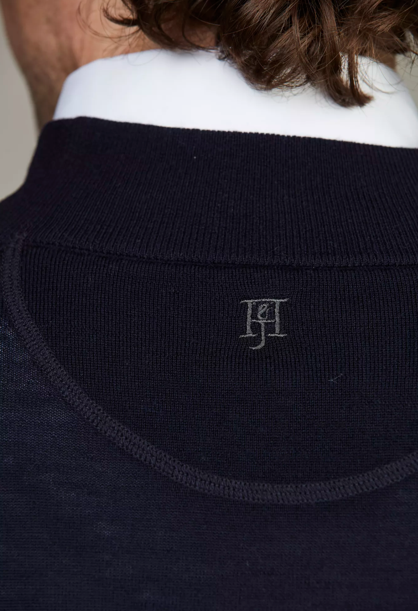 Merino Full Zip Plain Knit Navy