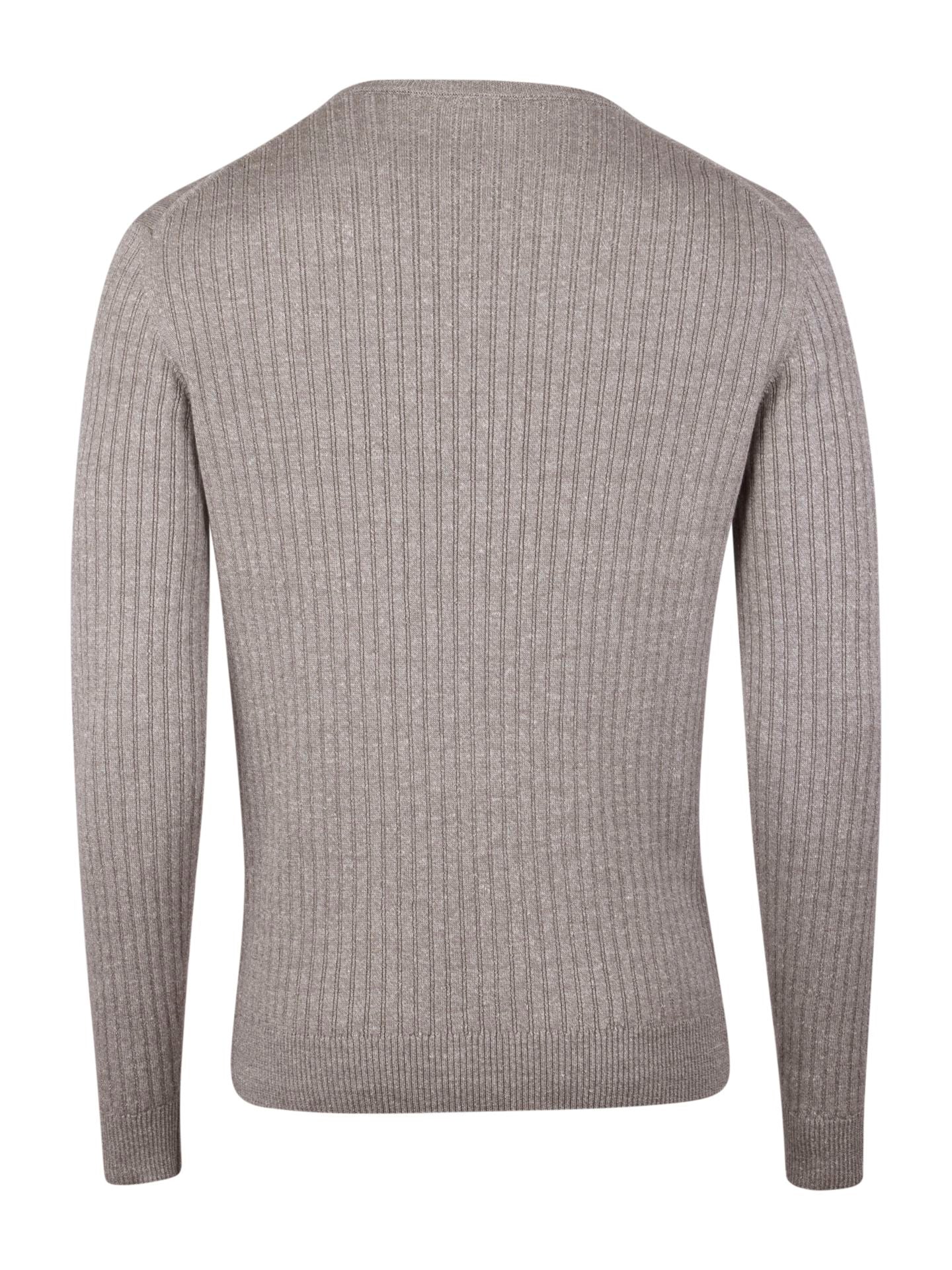 Sweater Knitted Ribbed Linen / Merino Wool Light brown