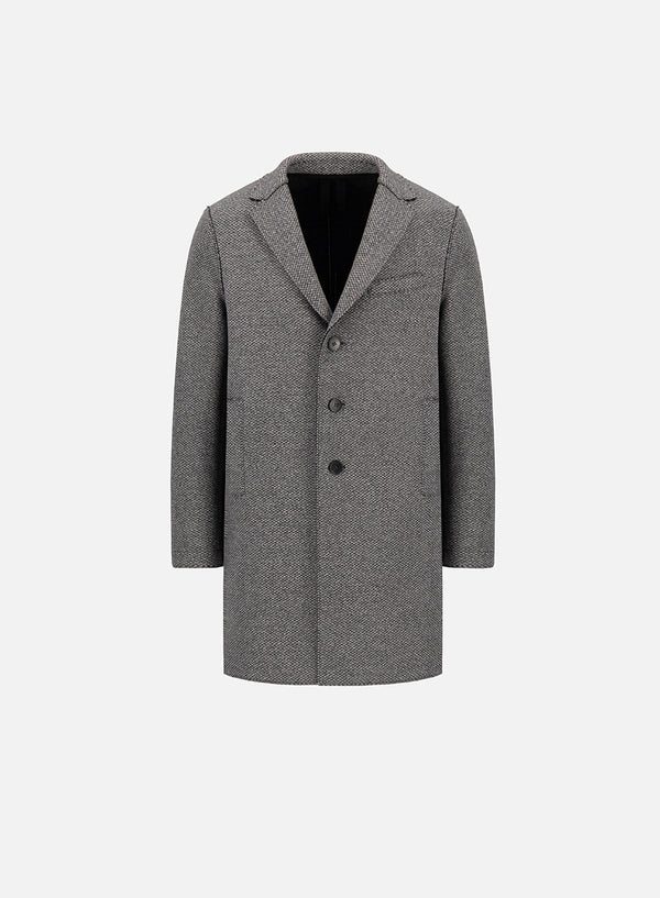 Mens Boxy Coat Patterned Cashmere Blend