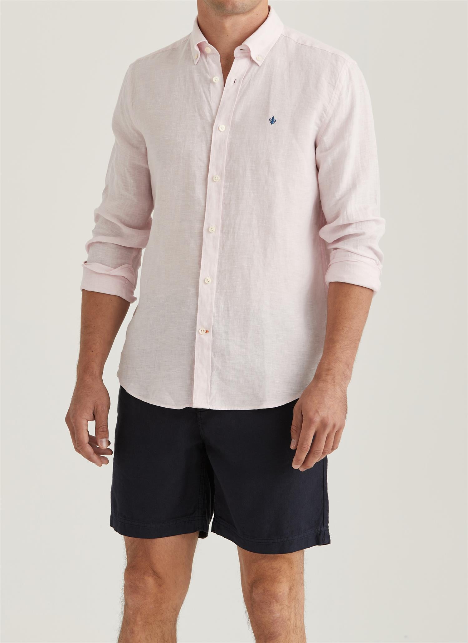 Douglas Linen Shirt Classic Fit Light Pink
