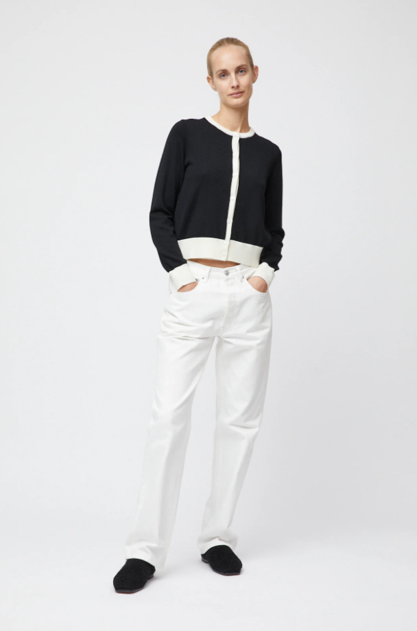 CLASSIC MERINO CARDIGAN BLACK/CREAM