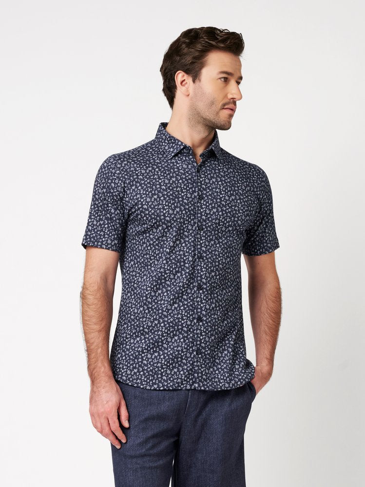 Casual Kent 1/2 Dark Blue Denim With Flowers