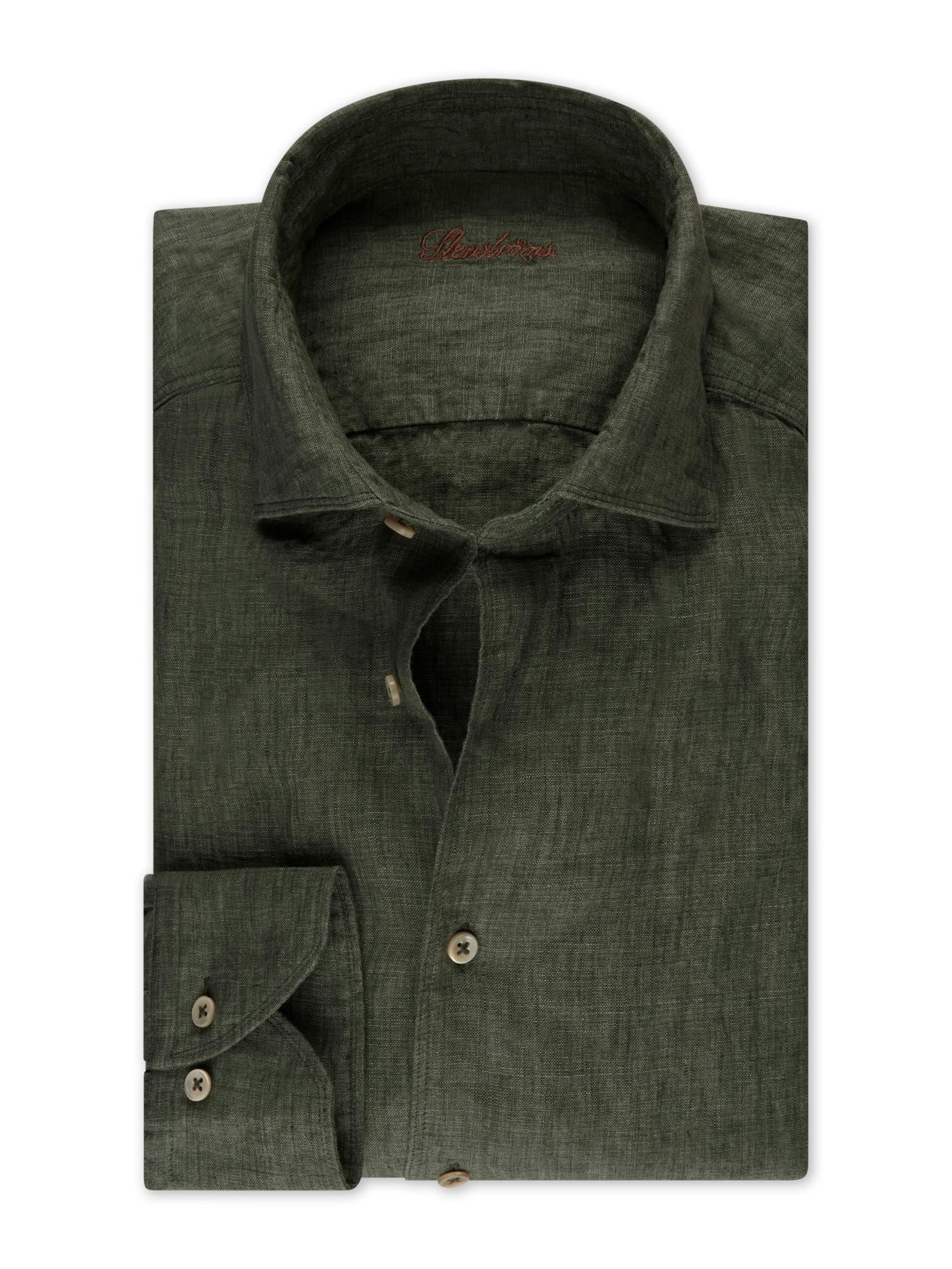 Regular Green Linen Casual Shirt