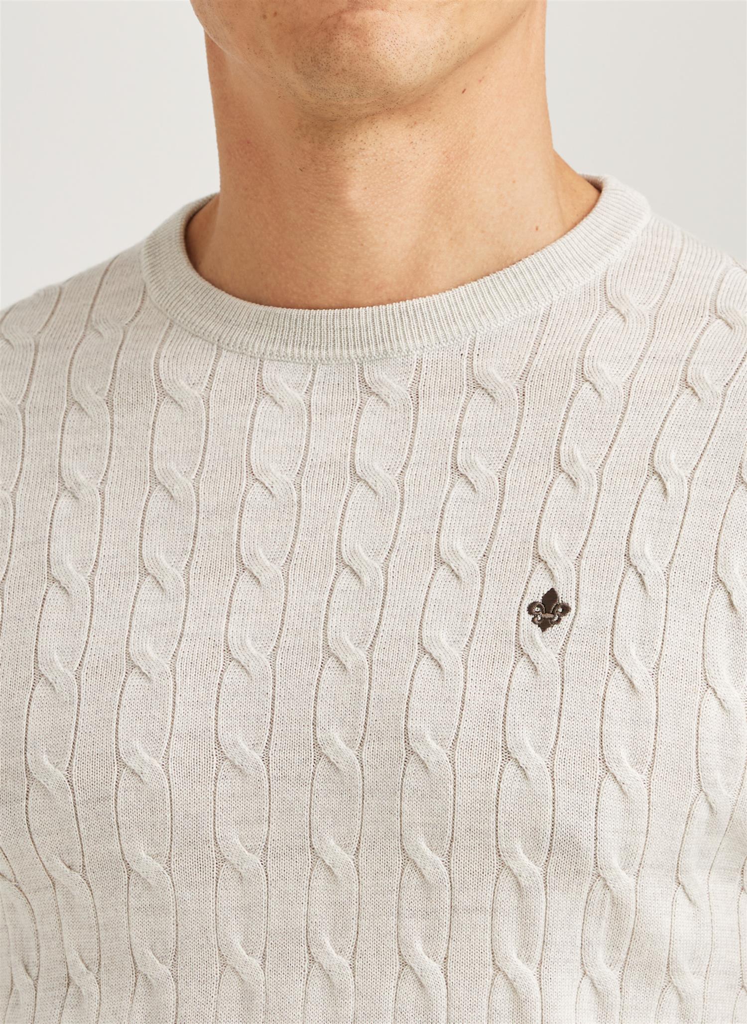 Merino Cable Oneck Off White