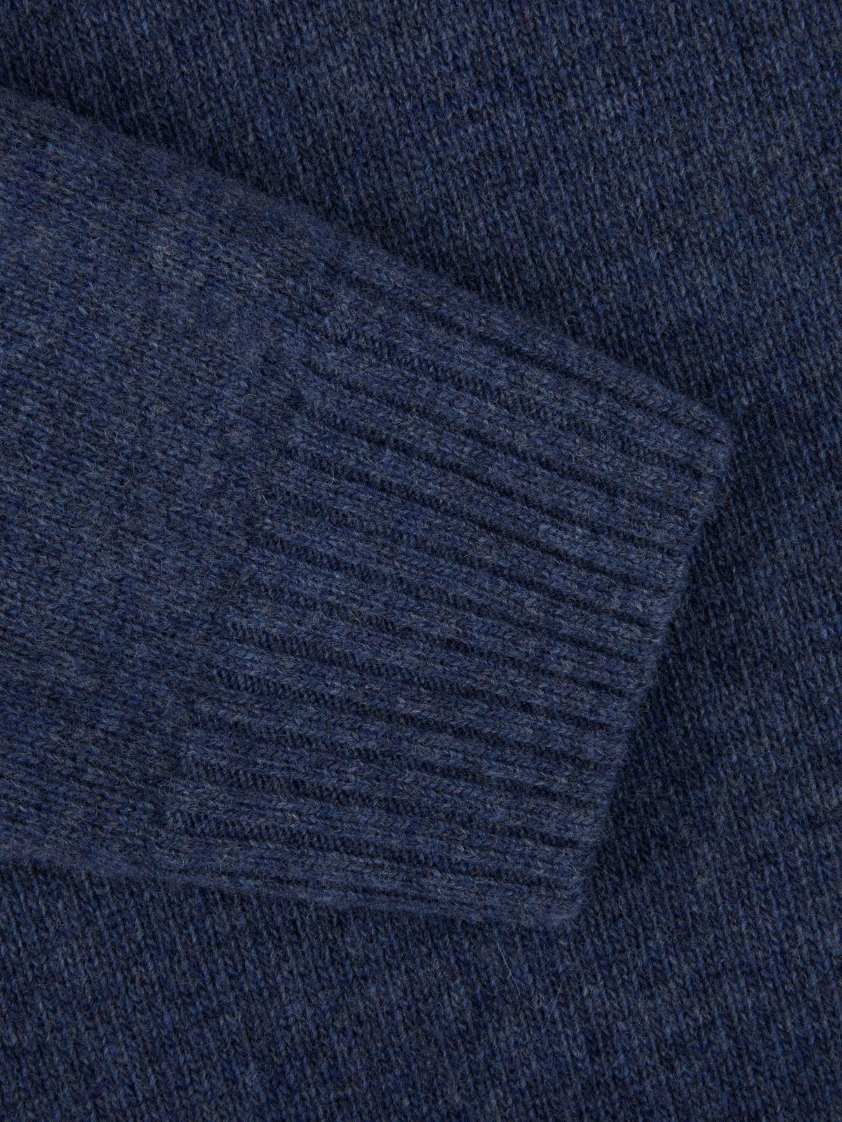 Pullover Knitted Half Zip Carded Merino Wool Dark blue