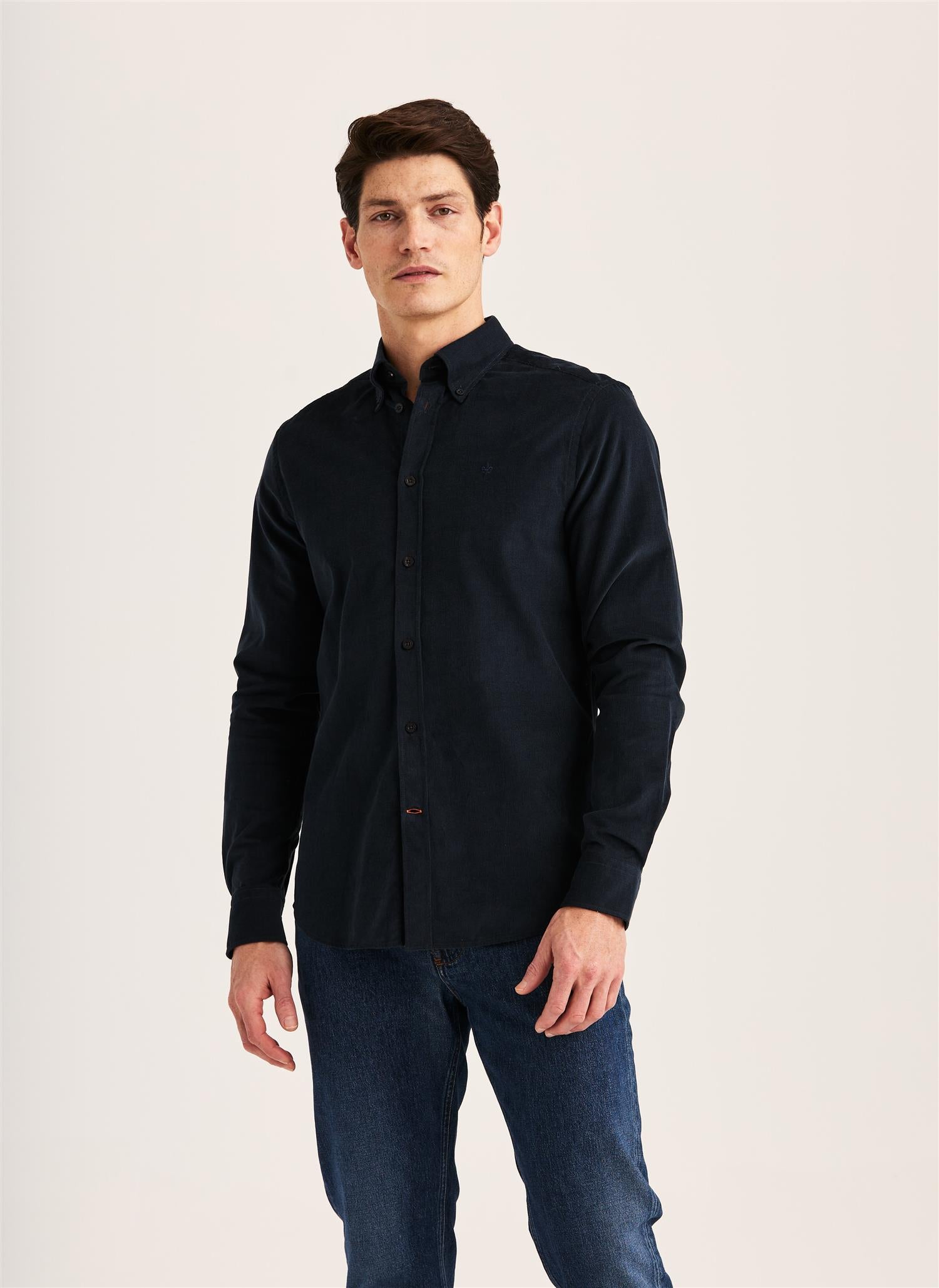 Douglas Cord Shirt-Slim Fit Blue