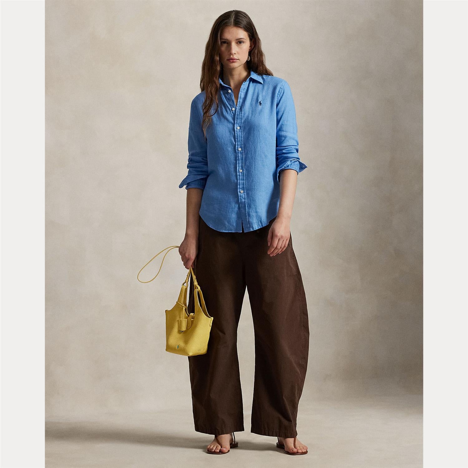 Classic-Long Sleeve-Button Front Shirt - Blue