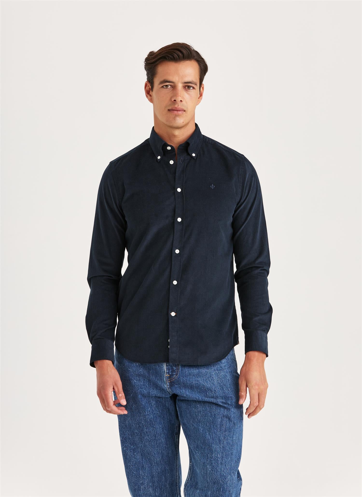 Douglas Cord Shirt-Slim Fit Blue
