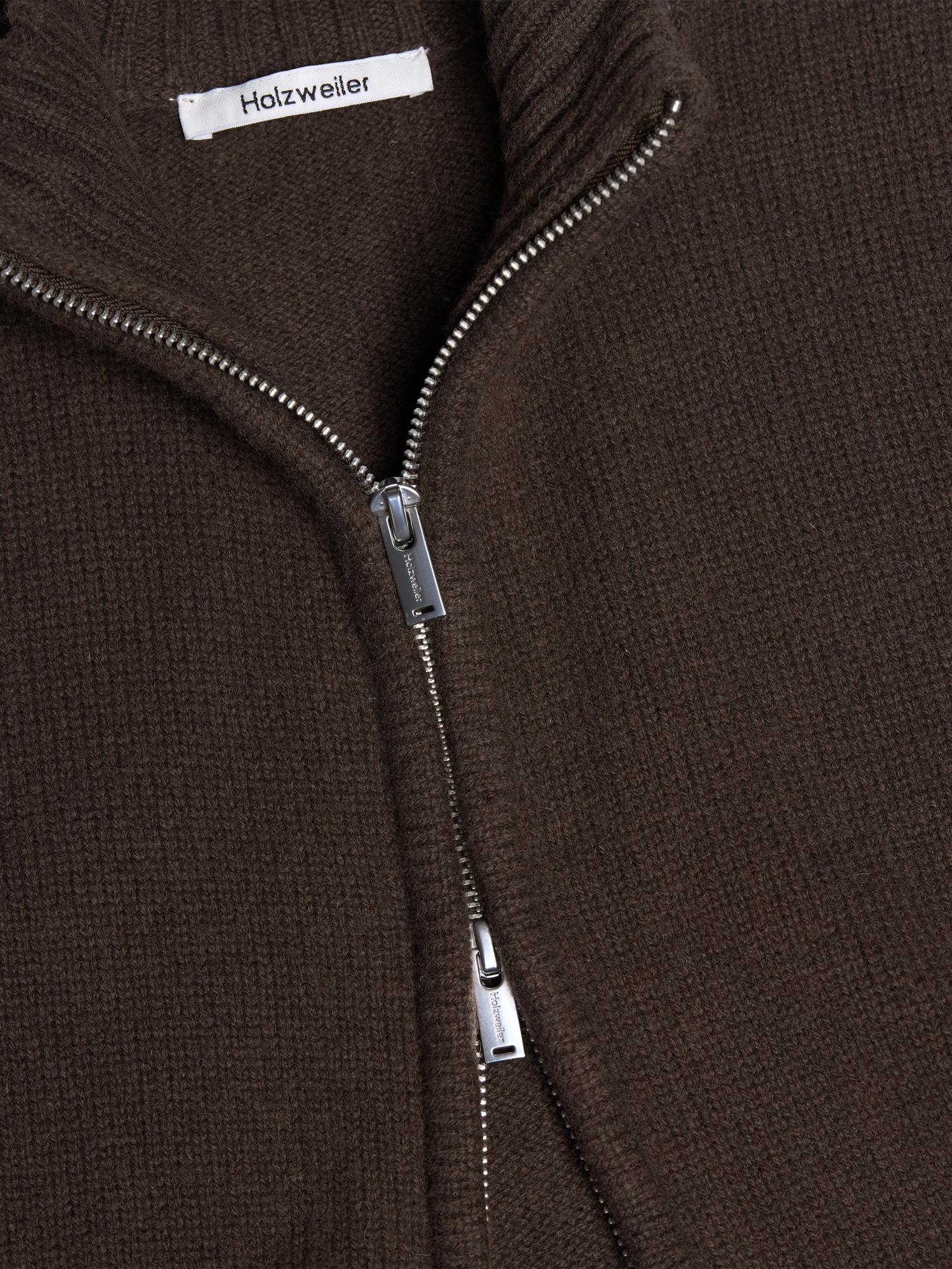 M. Wool Zip Cardigan - Dk.Brown
