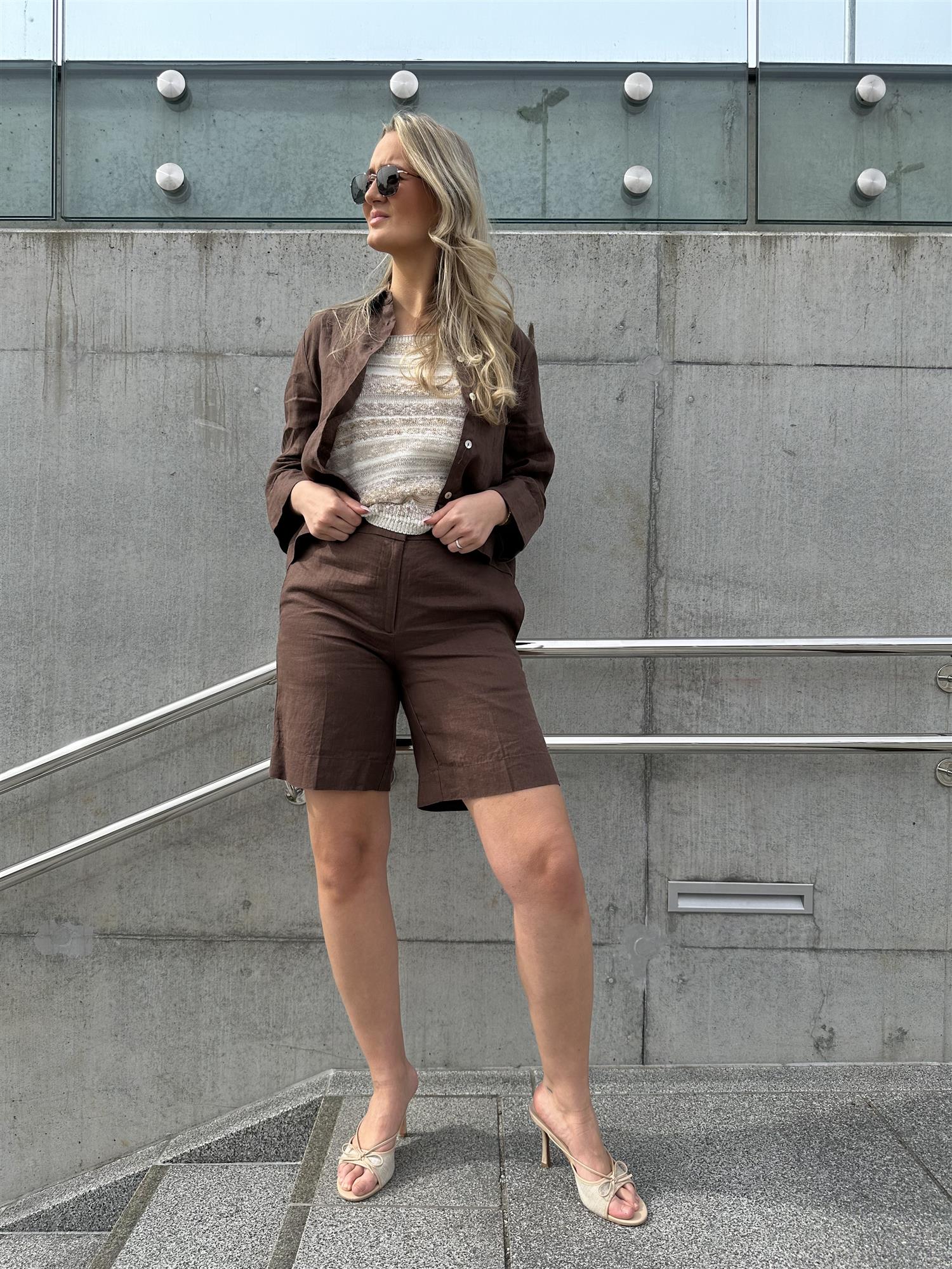 Katy Linen Shorts Brown