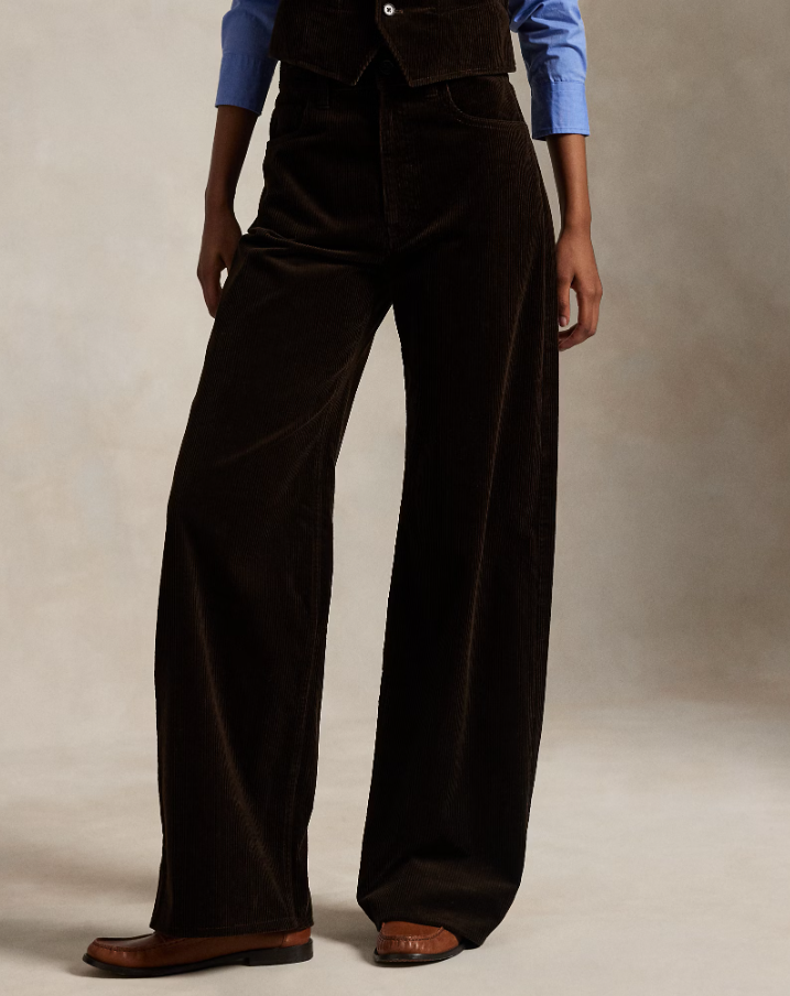 Cotton Corduroy Wide-leg Trouser Dark Beech
