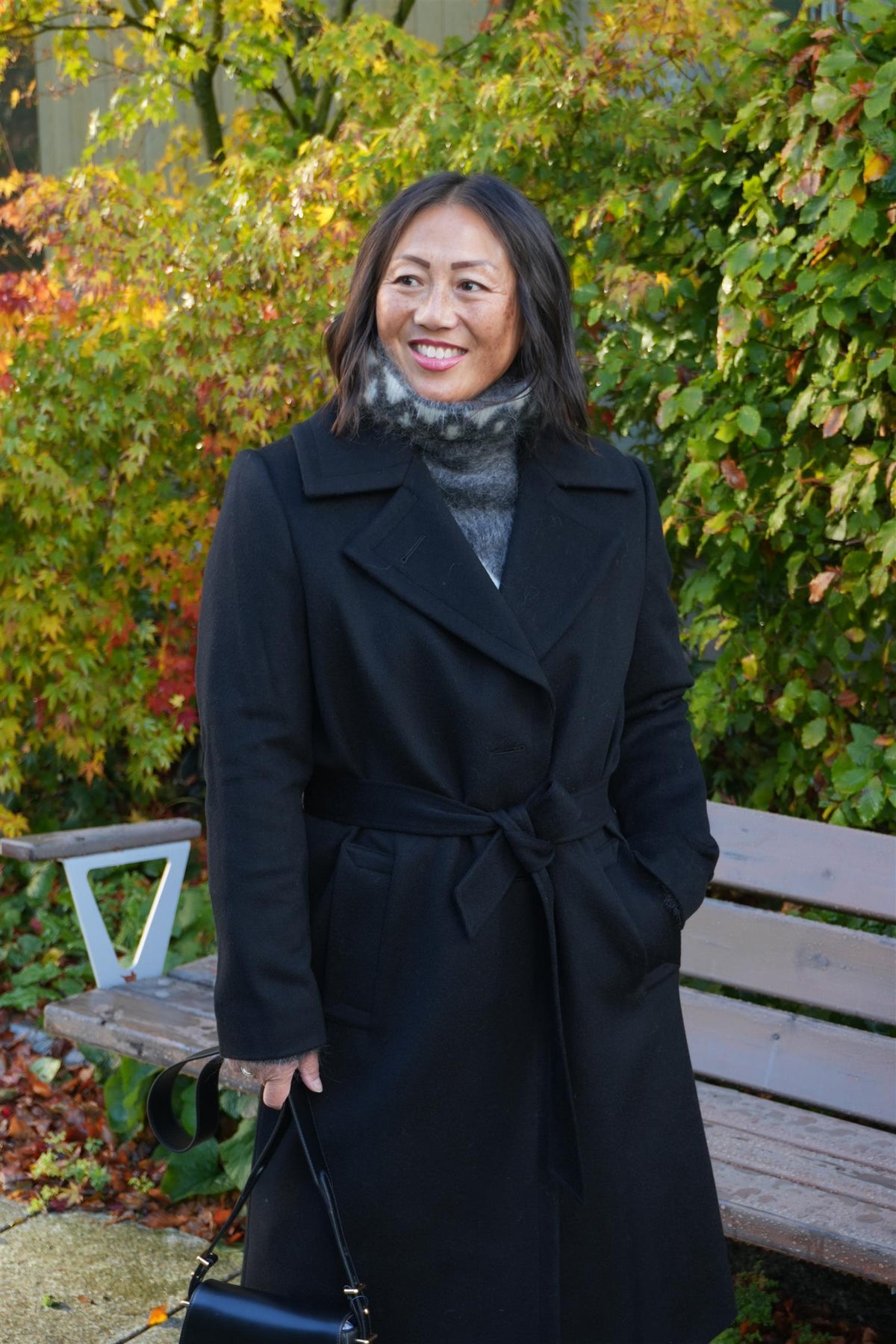 Clareta Belt Midi Black Cashmere Coat
