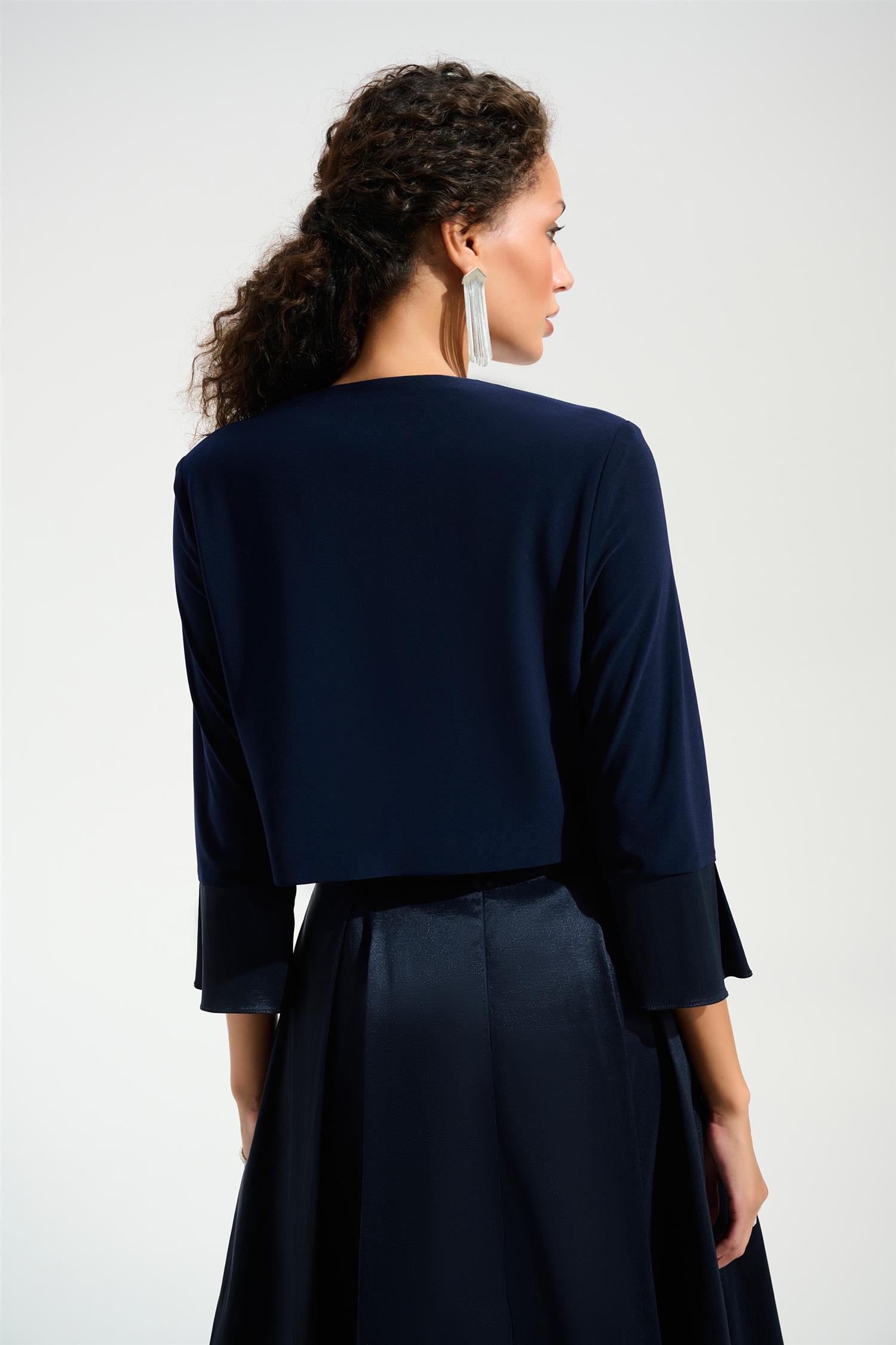 Silky knit Cover-Up With Stretch Taffeta Cuffs Navy