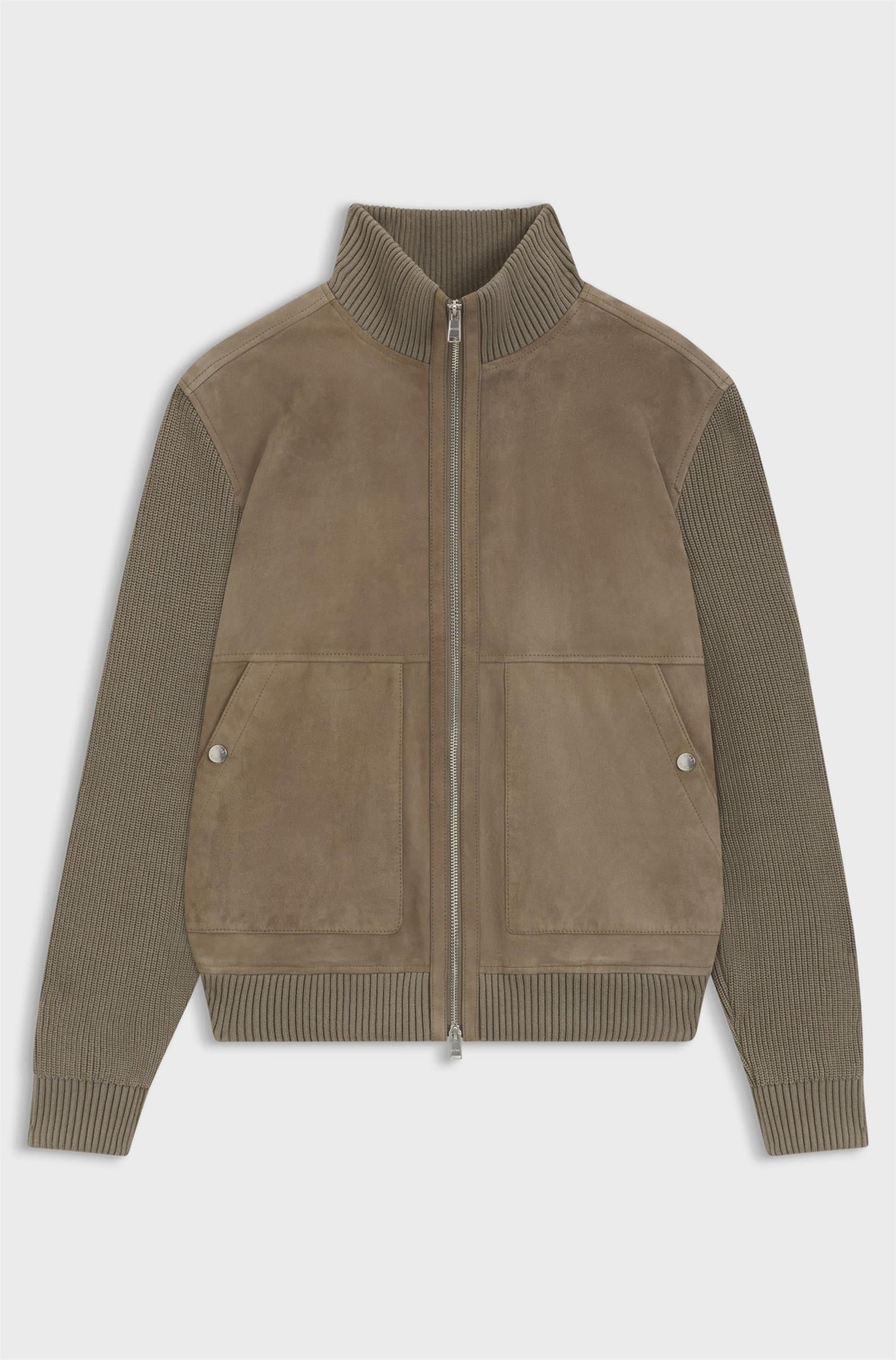 H-Maparo Suede Jacket with knitted sleeves