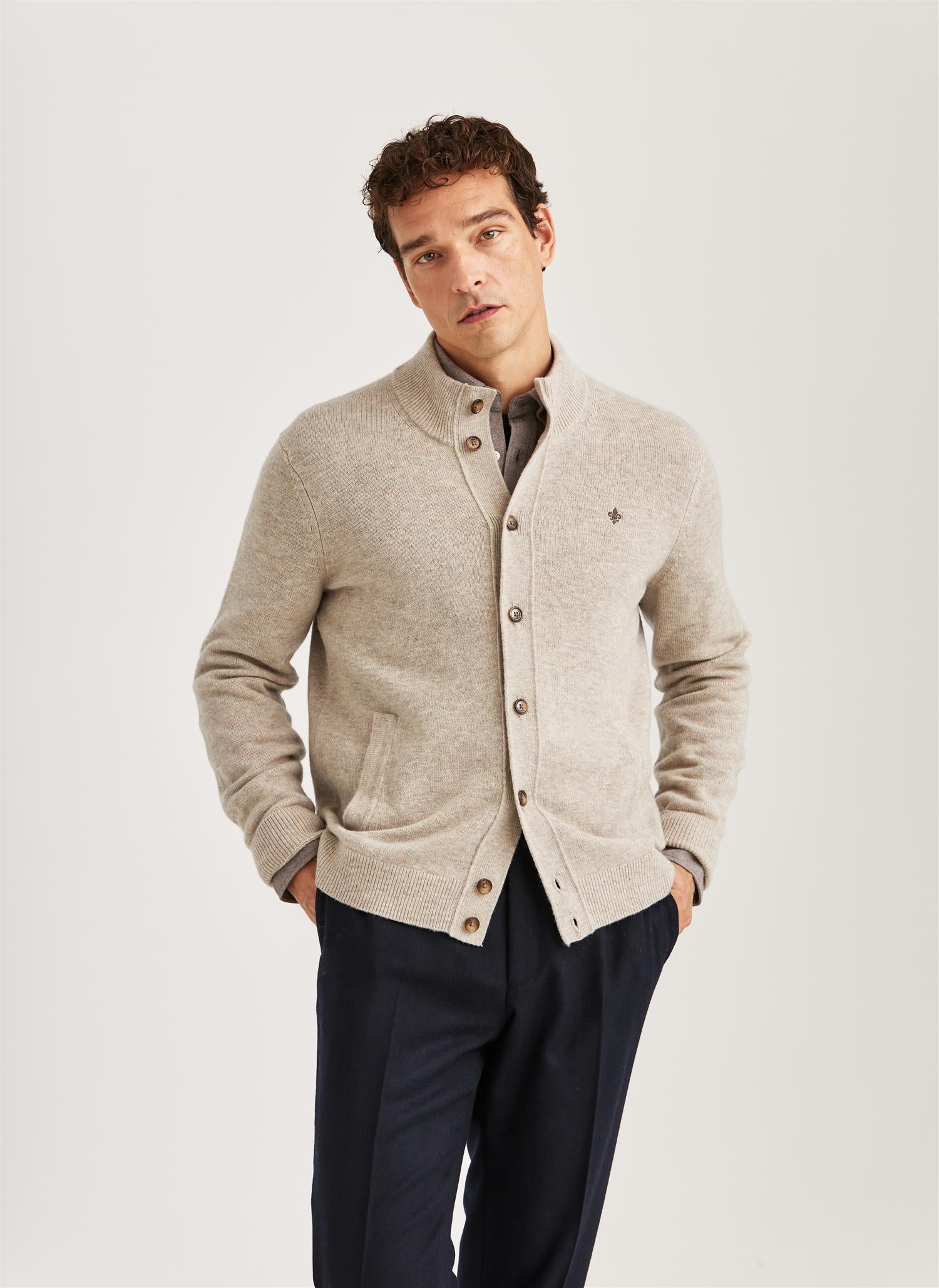 Hertford Button Cardigan Khaki
