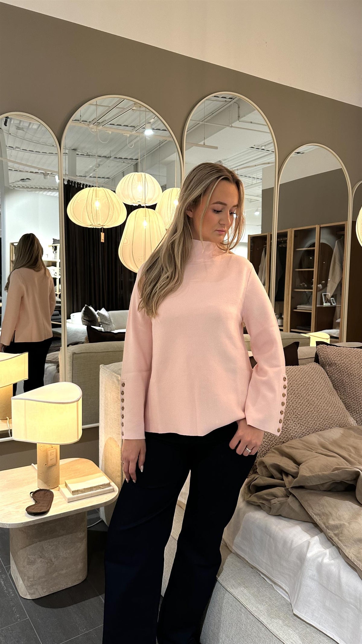 Ginny Button Pullover Rose