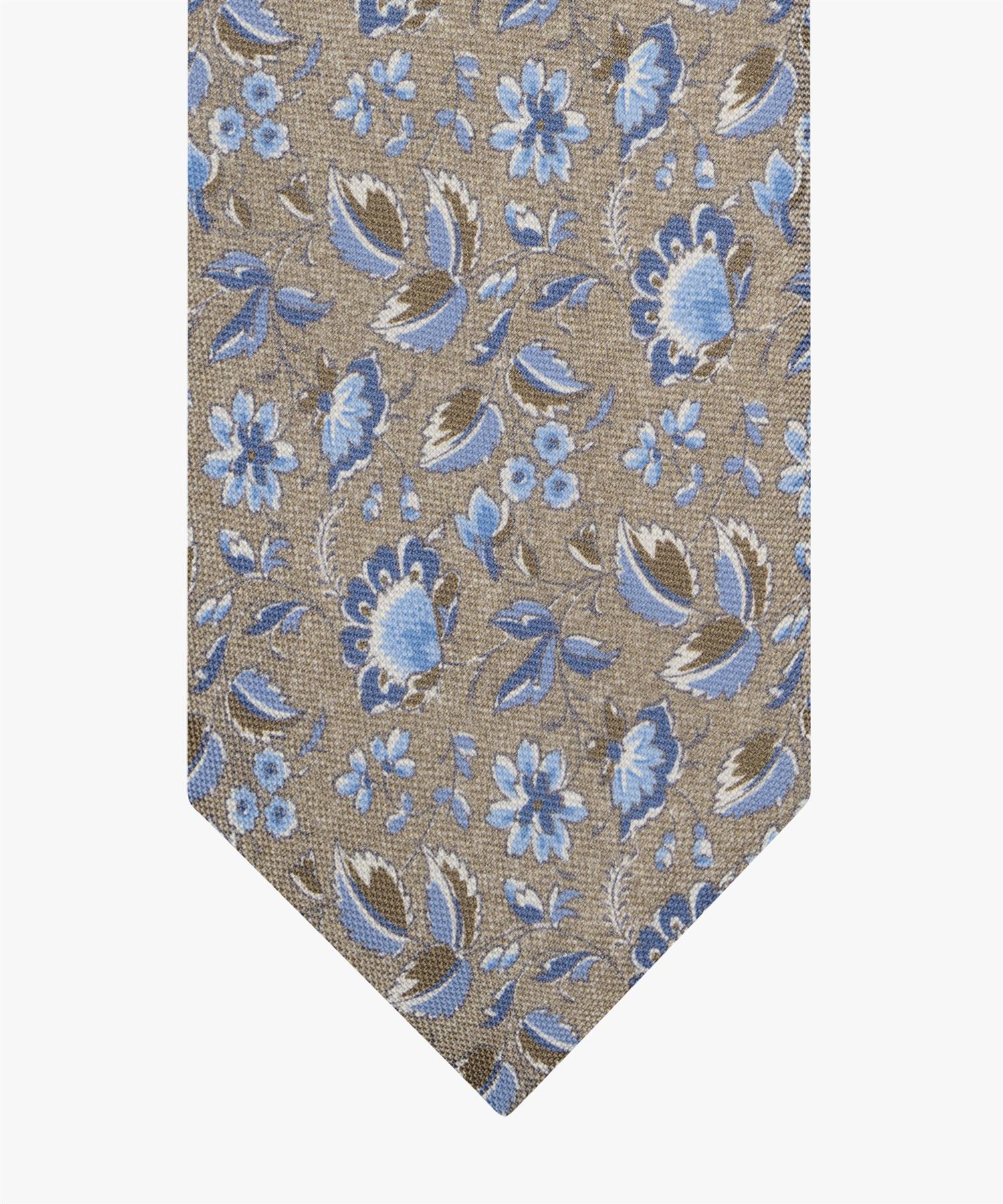 Tie Silk Print Flower Beige