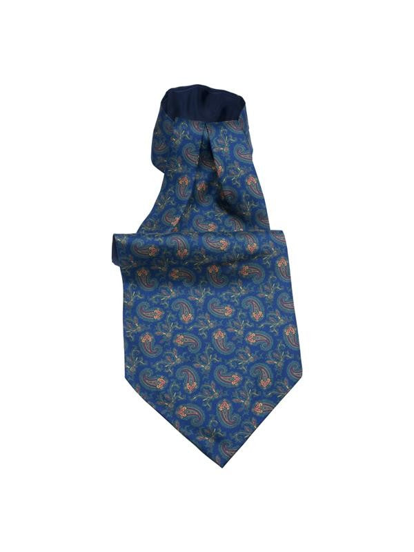 Dark Blue Paisley Silk Ascot