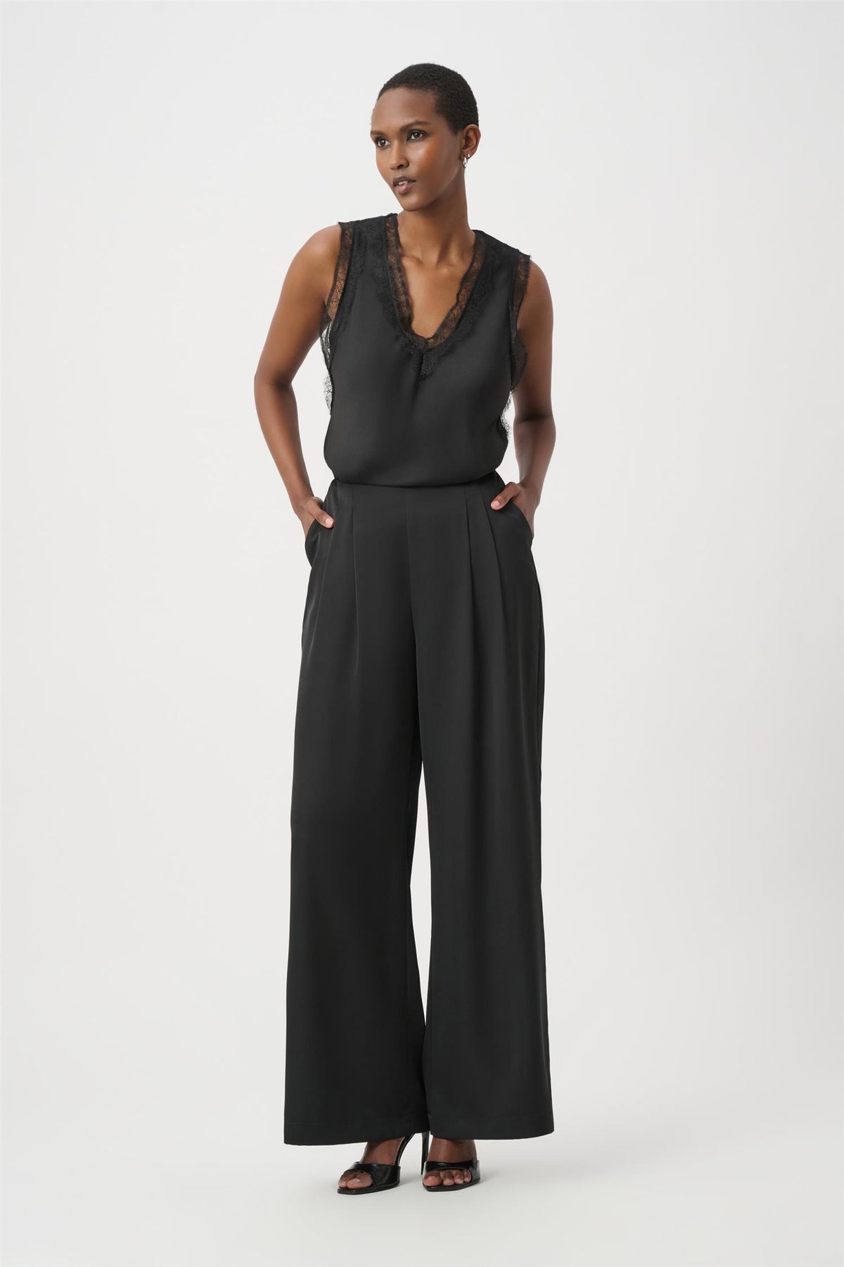 Recycled Satin Sleeveless Top Black