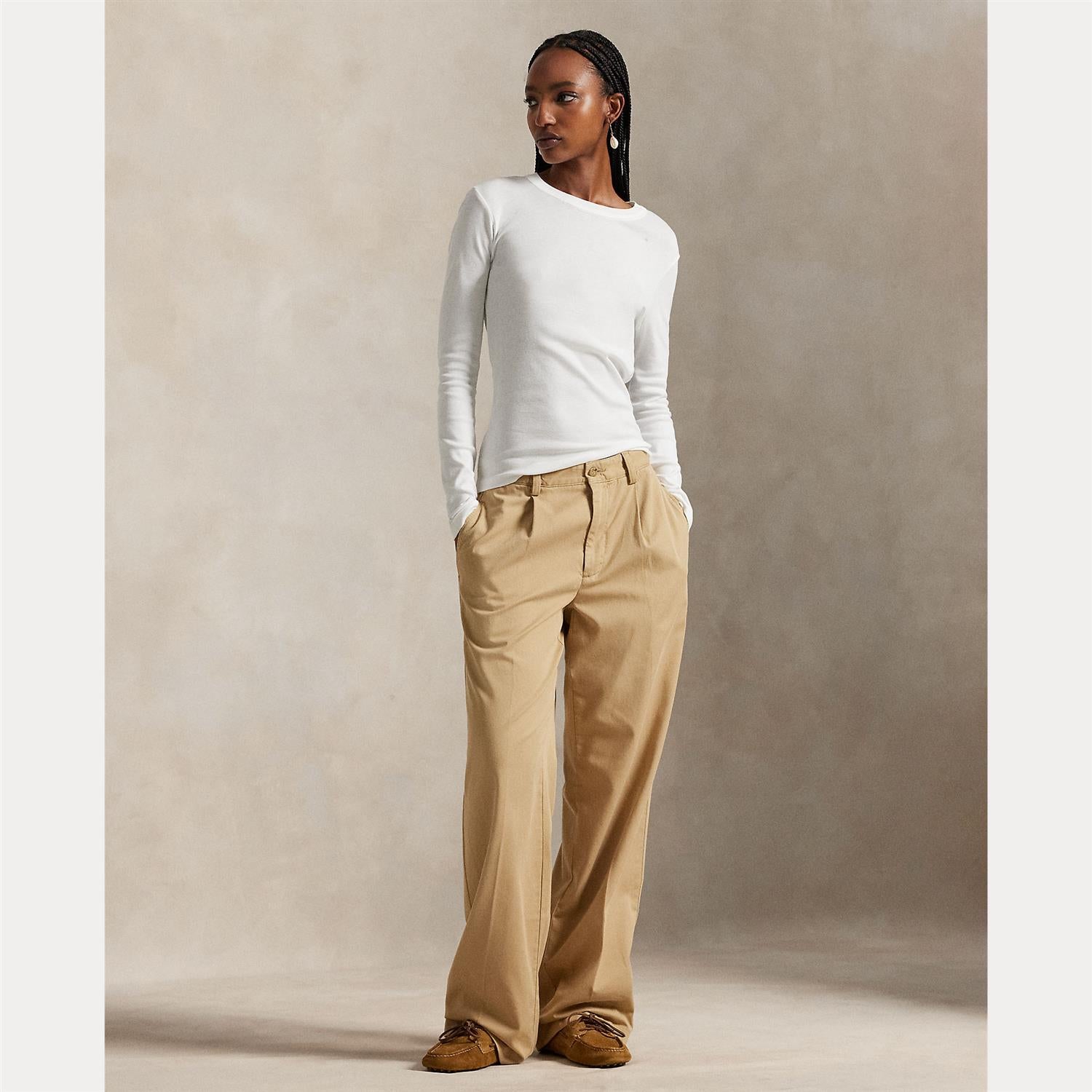Woven-Straight-Pants Khaki
