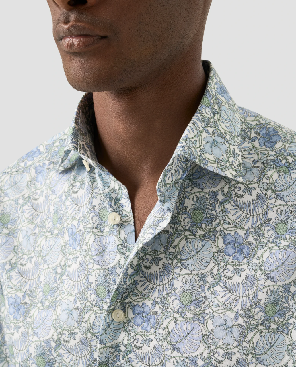 Mid green Floral Signature Twill Contemporary Shirt