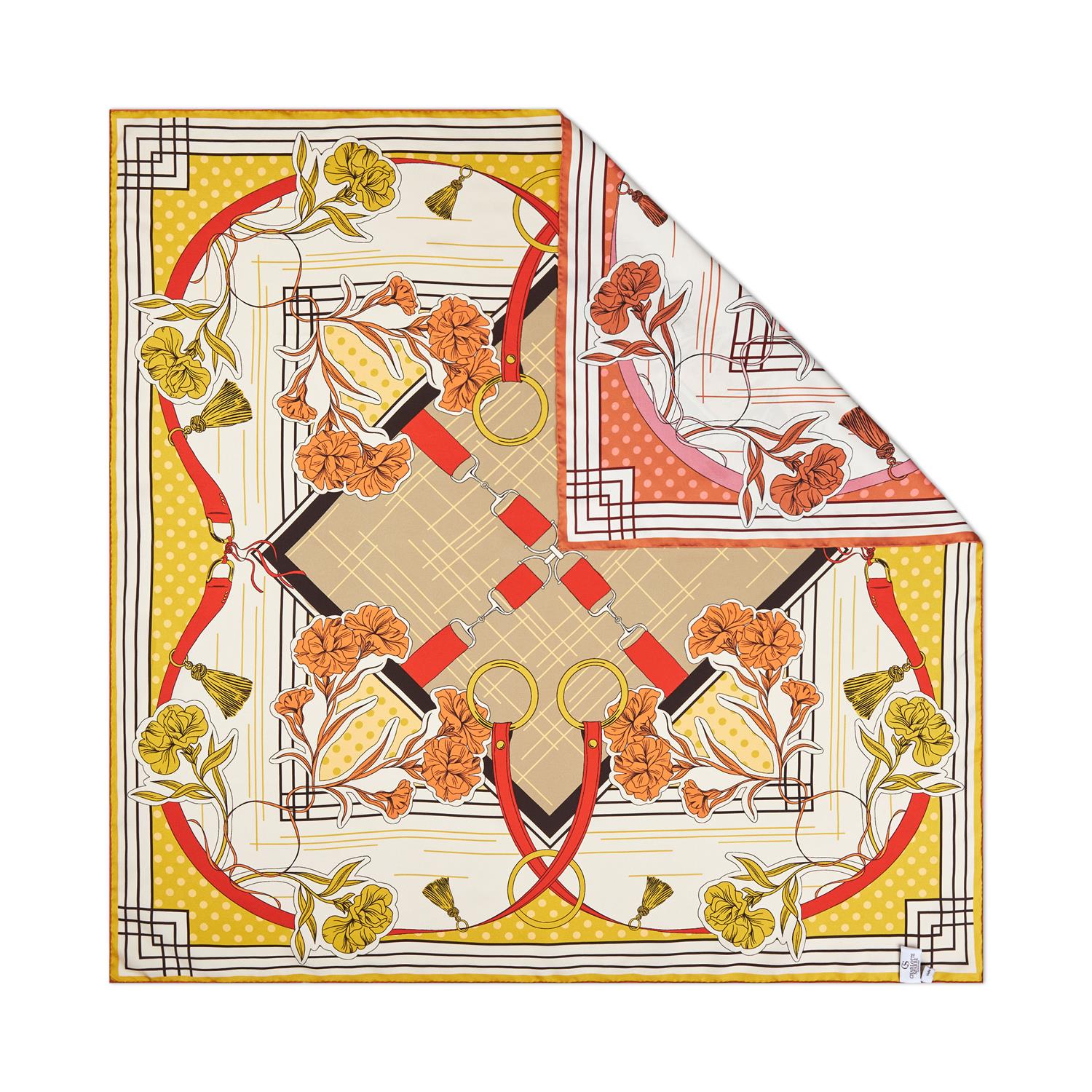 Eleonore Scarf 90X90 Rose/Yellow