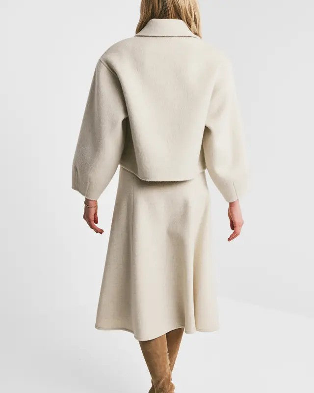Tailored Midi Skirt Vintage White